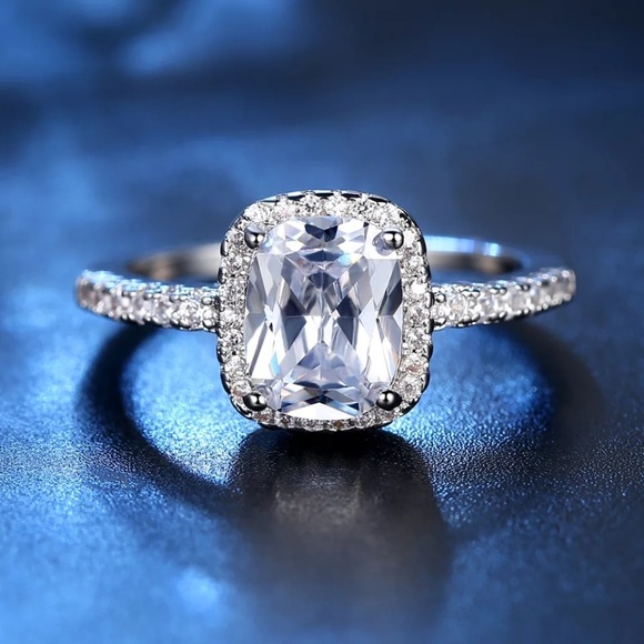 Classic Silver Engagement Diamond Ring - Picture 2 of 3